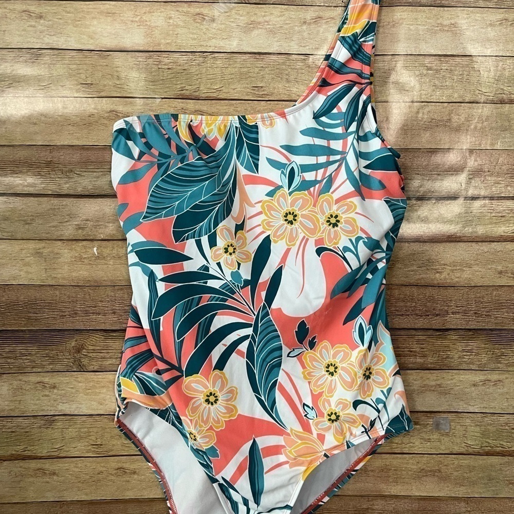 Jantzen Women’s Rainforest One Shoulder One Piece Floral Swimsuit Size: 16 - Picture 3 of 12